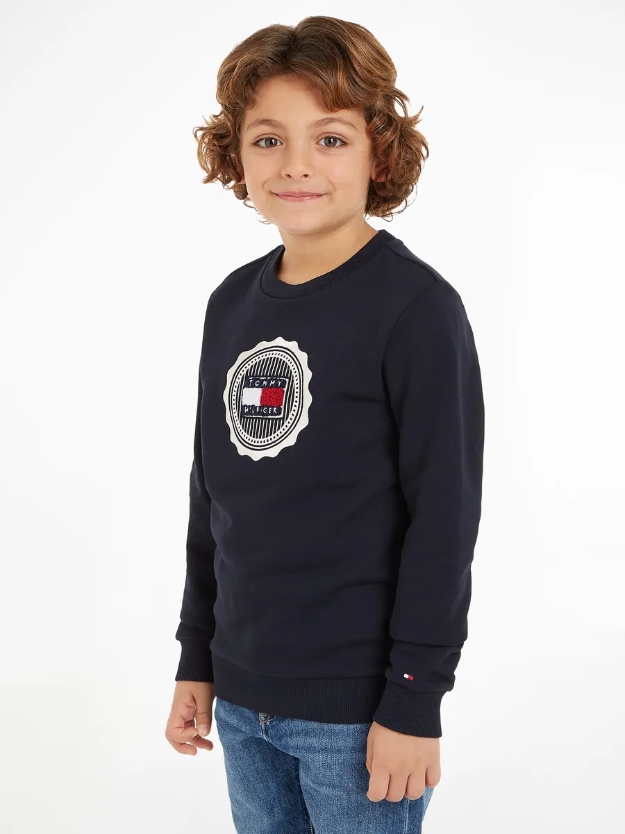 

Толстовка Tommy Hilfiger "STAMP EMBROIDERY REG SWEATSHIRT", дети до 16 лет, с нашивкой-логотипом, цвет Desert Sky