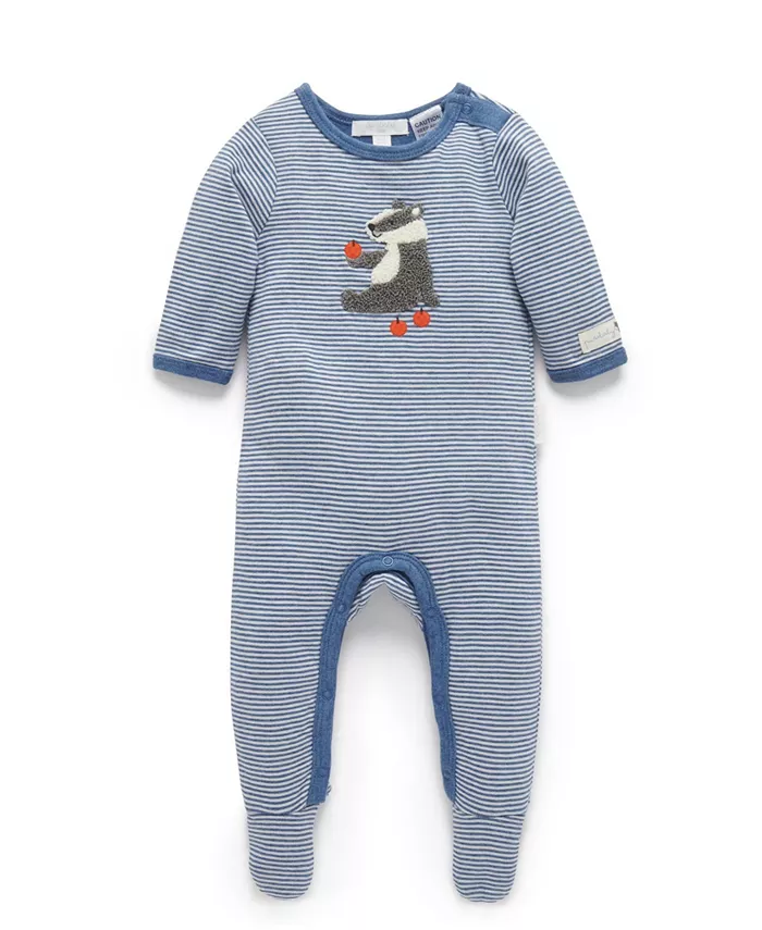 

Комбинезон для мальчиков с полосками Baby Boys Stripe Coverall Purebaby, синий