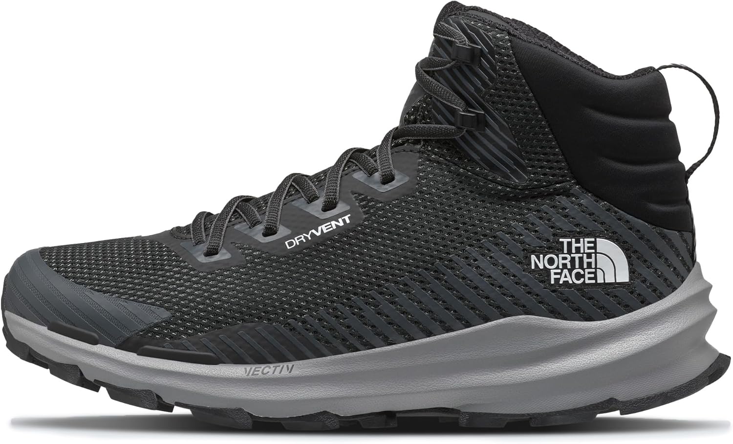 

Мужские водонепроницаемые походные ботинки The North Face Vectiv Fastpack Mid, Резиновая подошва, высокая сцепление с протектором 4 мм, черный/серый