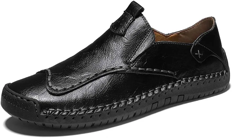 Мужские лоферы кожаные, повседневные, Black Asifn