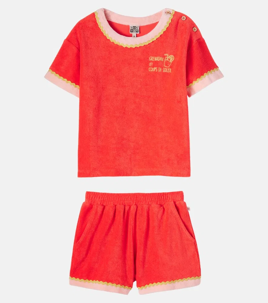 Комплект Livia из хлопковой махровой футболки и шорт Bonton, оранжевый — фото 4