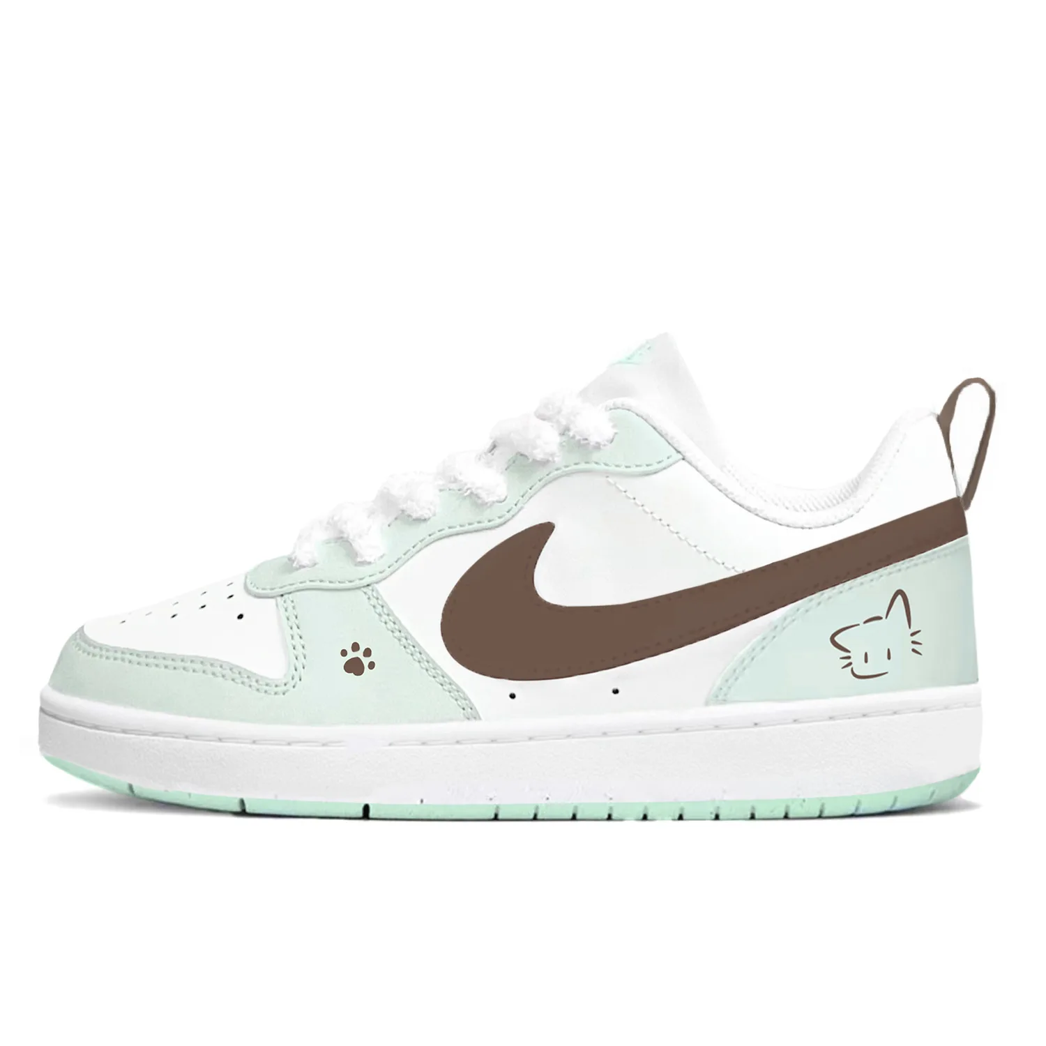 Nike Кроссовки для скейтбординга Court Borough Matcha Meowth с амортизацией и износостойкой подошвой, низкие, мятно-зеленые, для подростков