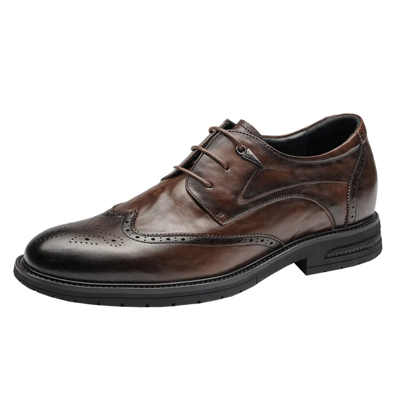 Кожаные броги для мужчин GOG, Brown Height-Increasing 6.5cm-0933878-1ZAP — фото 3