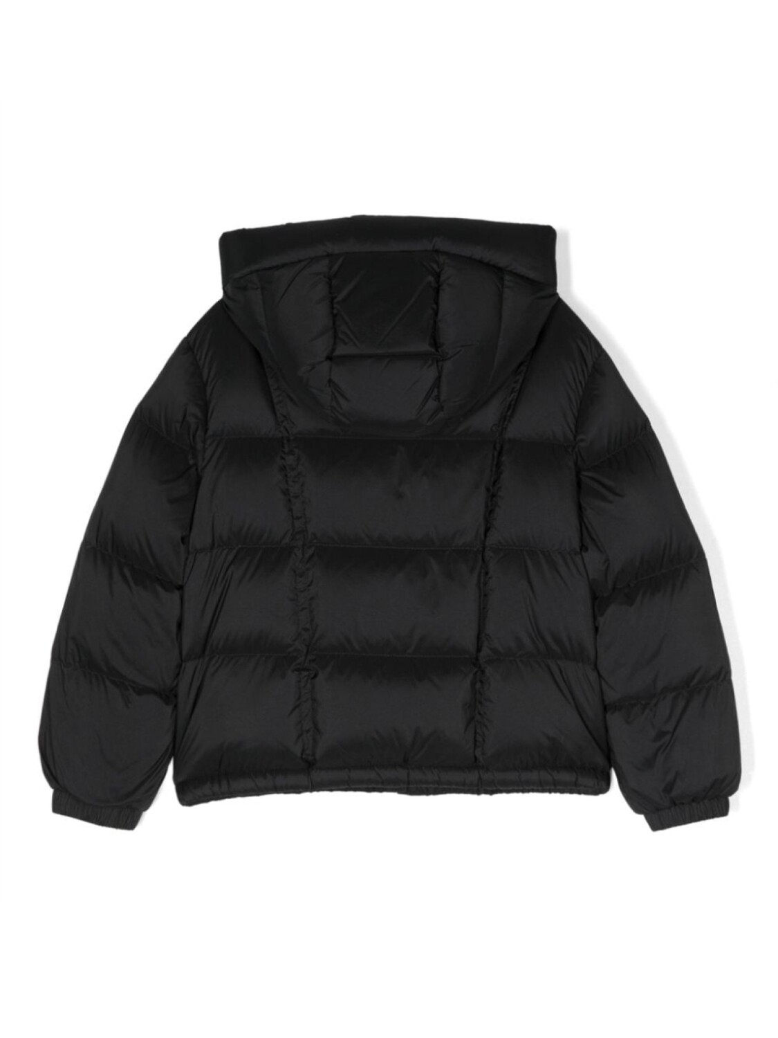Moncler Enfant пуховик с капюшоном и нашивкой-логотипом, черный — фото 2