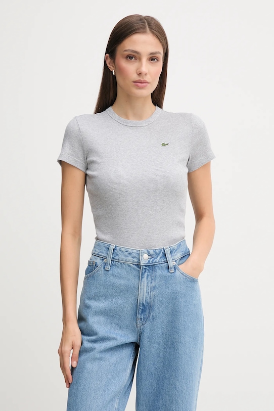 

Хлопковая футболка Lacoste, серый