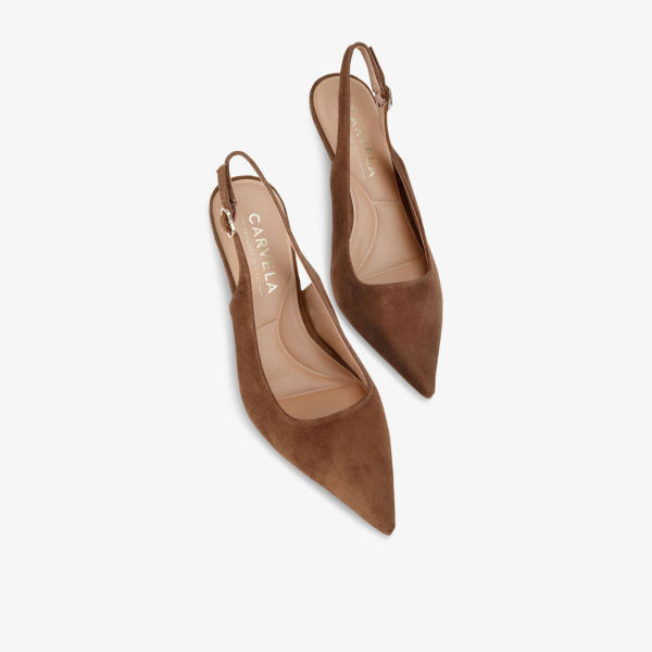 Туфли-лодочки замшевые Carvela на ремешке, коричневый — фото 2