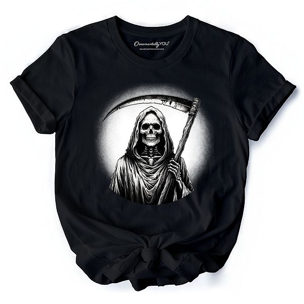 

Футболка с портретом жнеца, тема ужасов и злодеев на Хэллоуин Ornamentallyyou