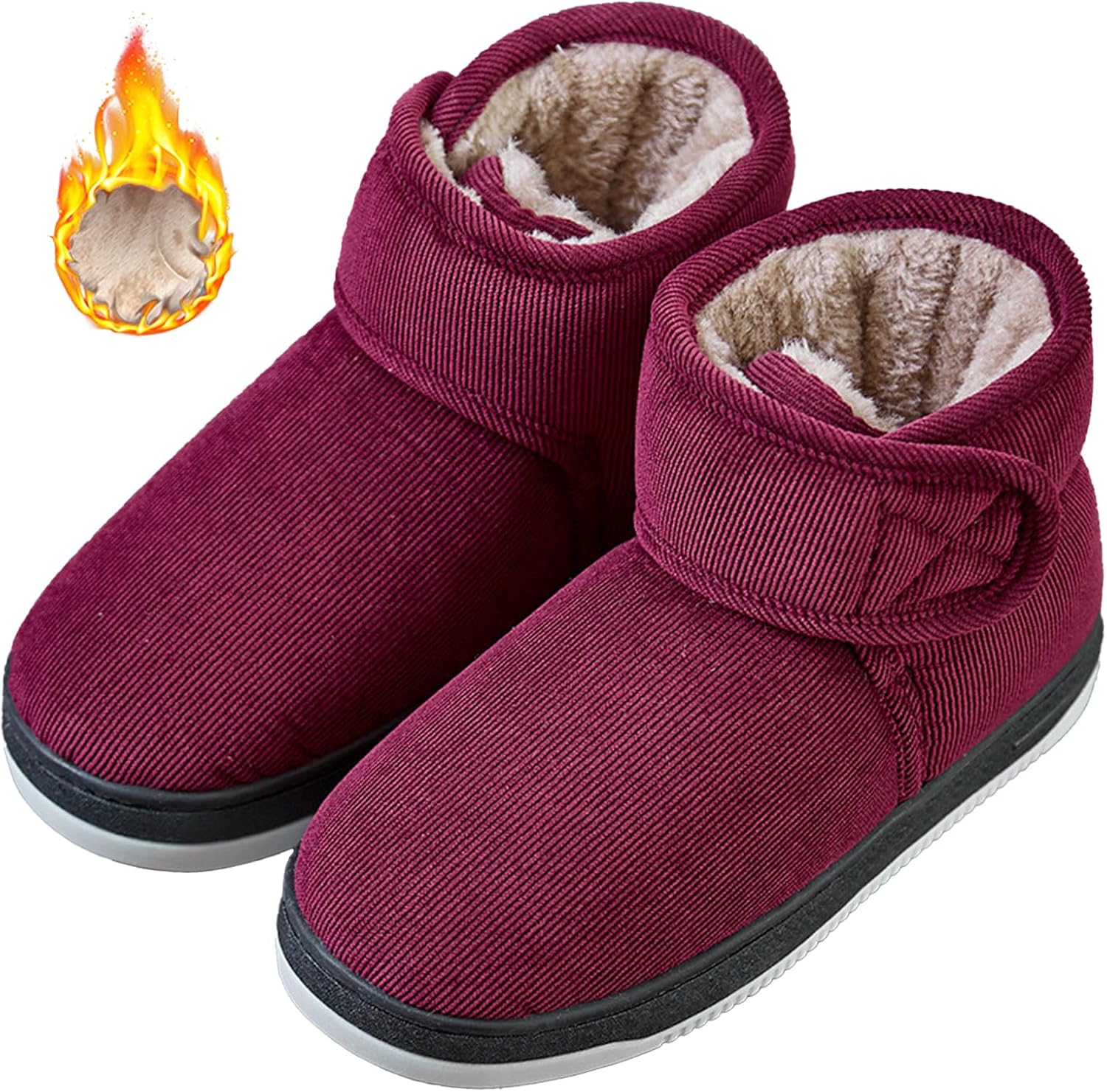 

Унисекс теплые тапочки-ботинки, ботинки с меховой подкладкой, утолщенные обувь, регулируемые кроссовки, ботинки, удобная уличная обувь с противоскользящей подошвой Bumuam, красный