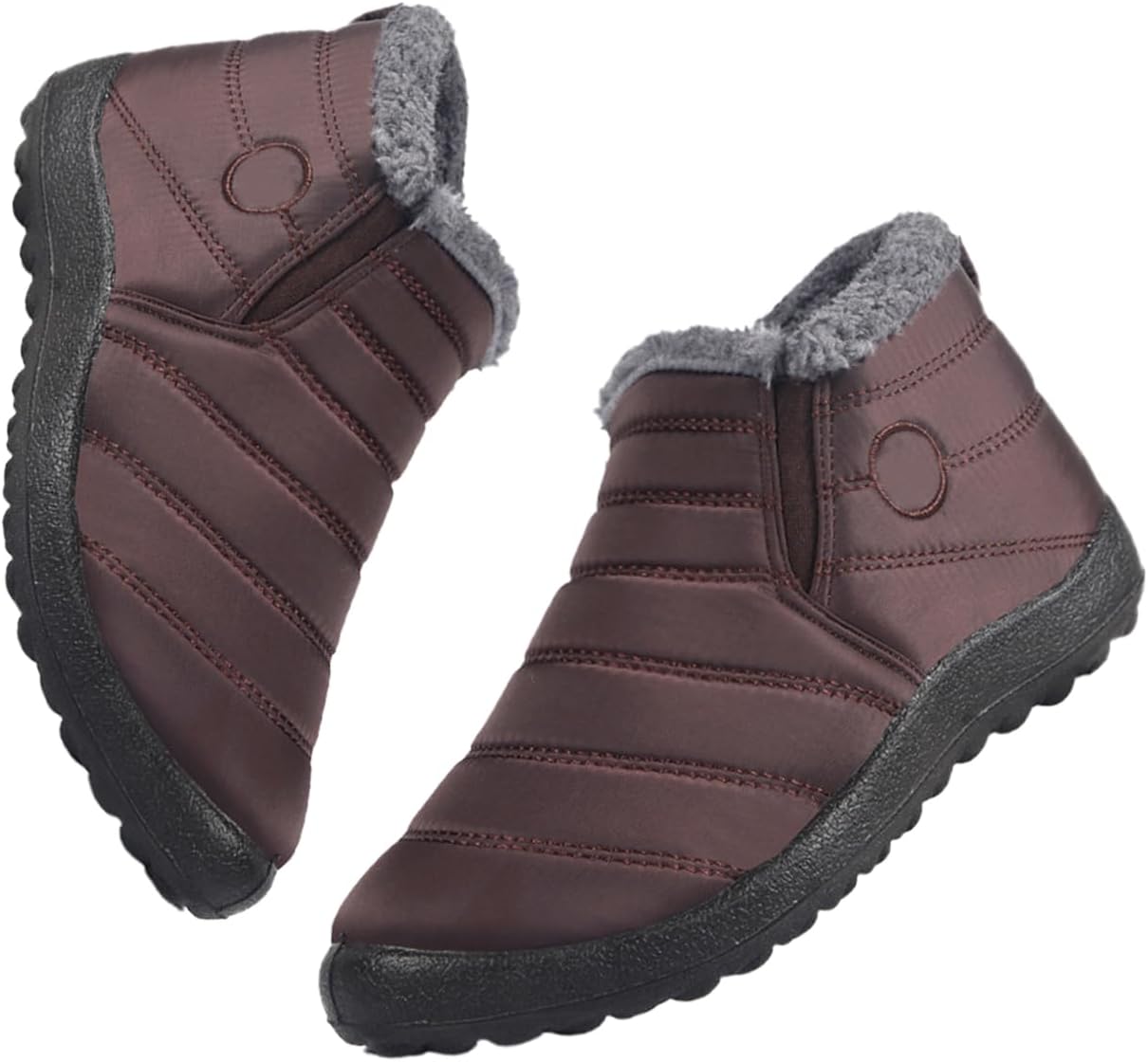 

Женские зимние теплые ботинки с меховой подкладкой, водонепроницаемые, без застежек, нескользящие, легкие и удобные, для прогулок на открытом воздухе Generic, коричневый