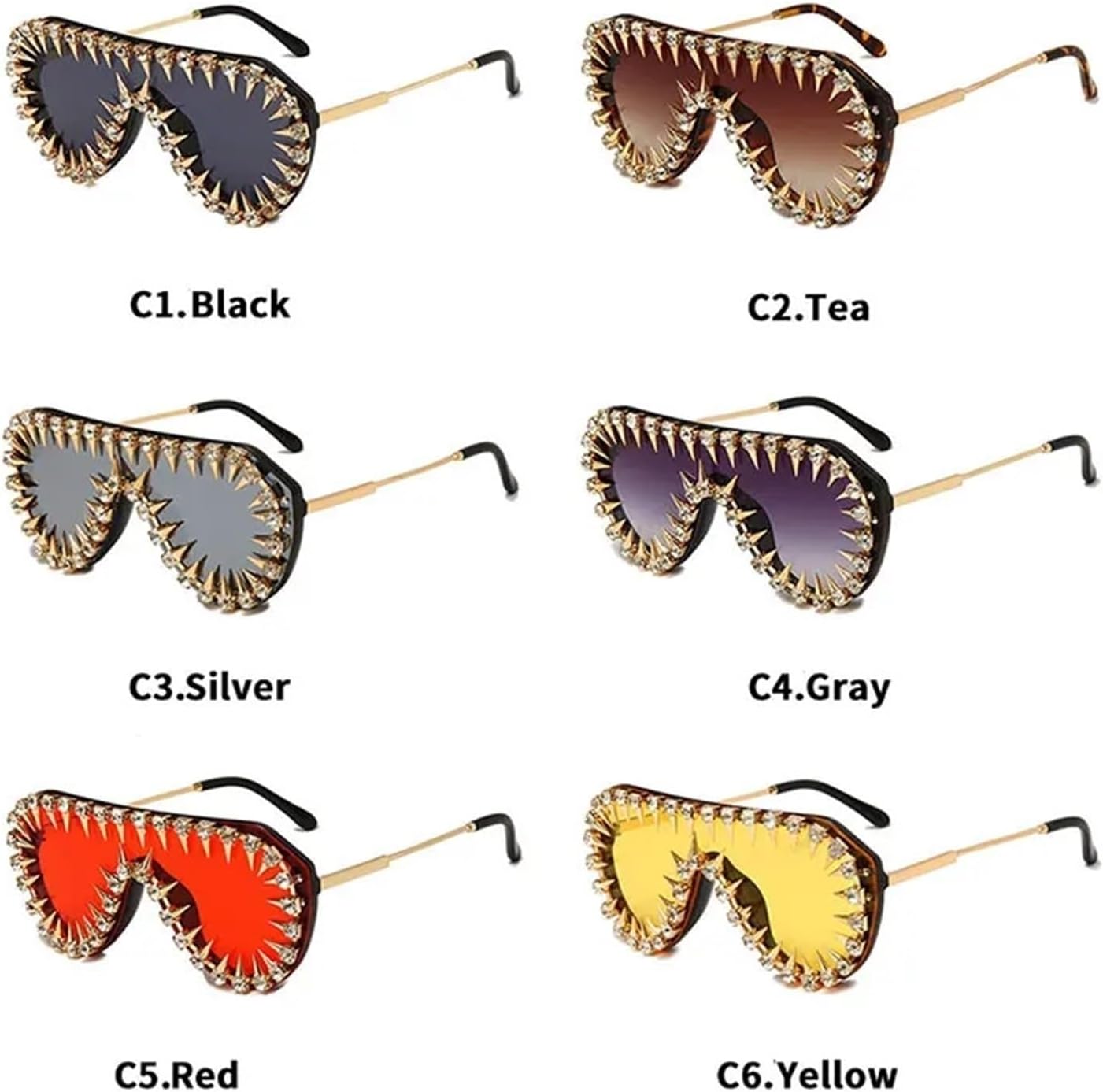 

Панк-солнцезащитные очки в стиле «бриллиантовый комбинезон» большого размера для женщин, брендовые солнцезащитные очки с инкрустацией стразами для мужчин, хип-хоп GYTHTPZR, One Color