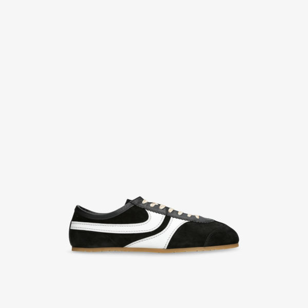 

Кроссовки Dries Van Noten из замши и кожи с вышитыми полосками, черный