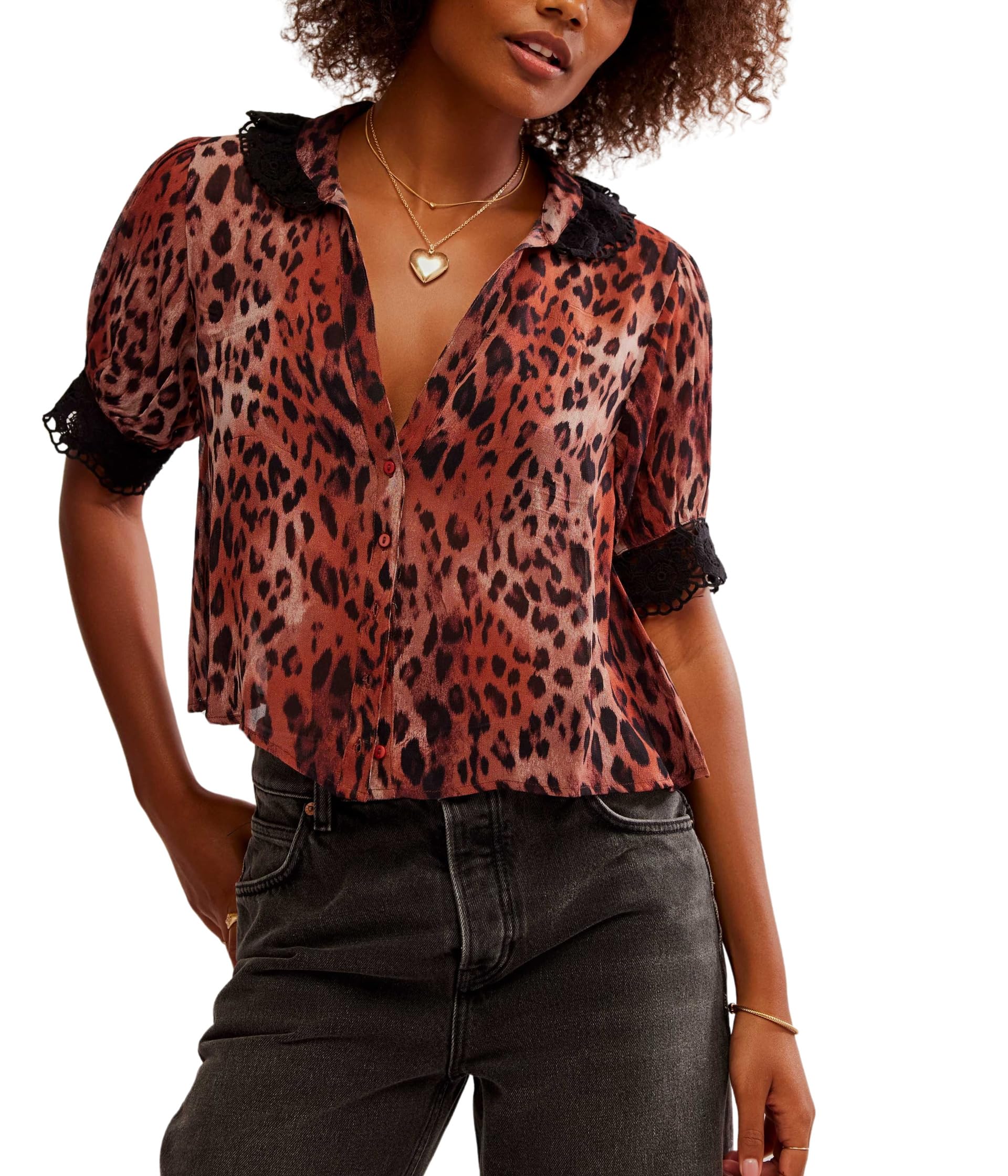 

Блуза Free People My Love Blouse Printed, цвет Leopard Combo