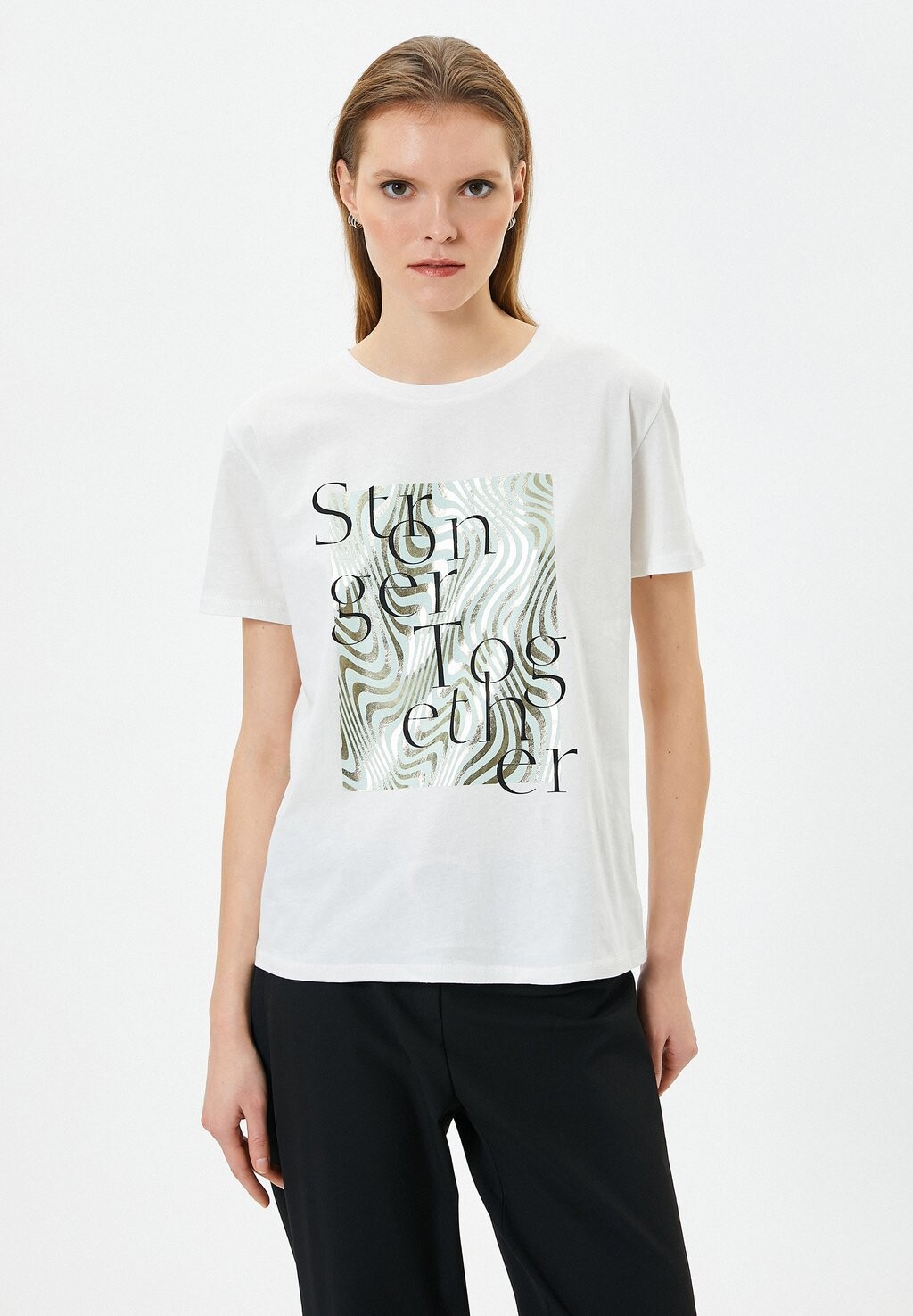

Футболка с принтом CREW NECK SHORT SLEEVE Koton, белый