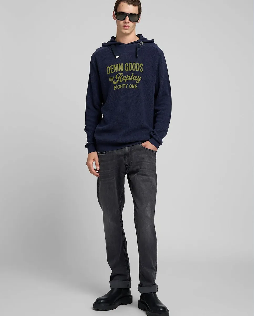 

Мужской свитер с длинными рукавами и капюшоном Replay, темно-синий