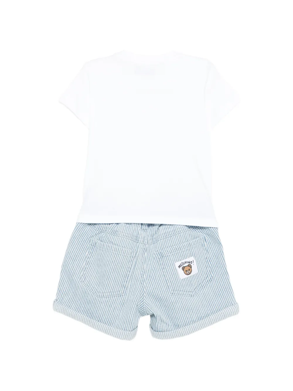 Комплект из Футболка и шорт с полосатым узором Moschino Kids, синий — фото 2