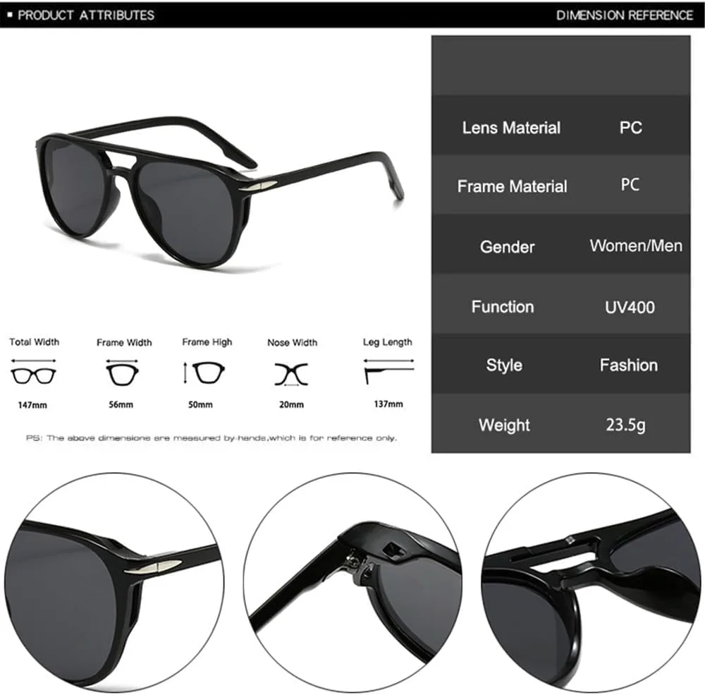 

Женские солнцезащитные очки с двойной перемычкой и заклепками, мужские, синие, UV400, для занятий спортом на открытом воздухе, бега и езды generic, Black Tea