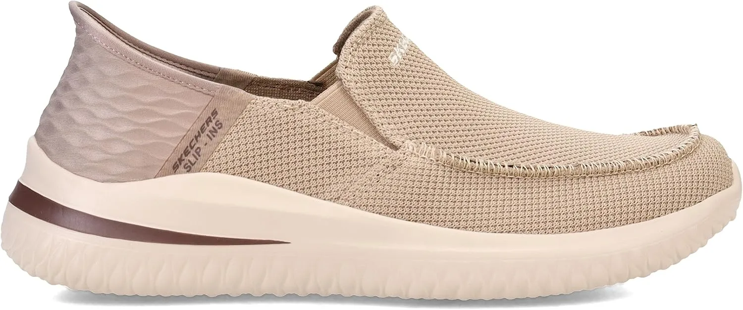 Мужские кроссовки Skechers Delson 3.0 Mooney с закругленным носком и шнурком на ремешке, серо-коричневый — фото 3