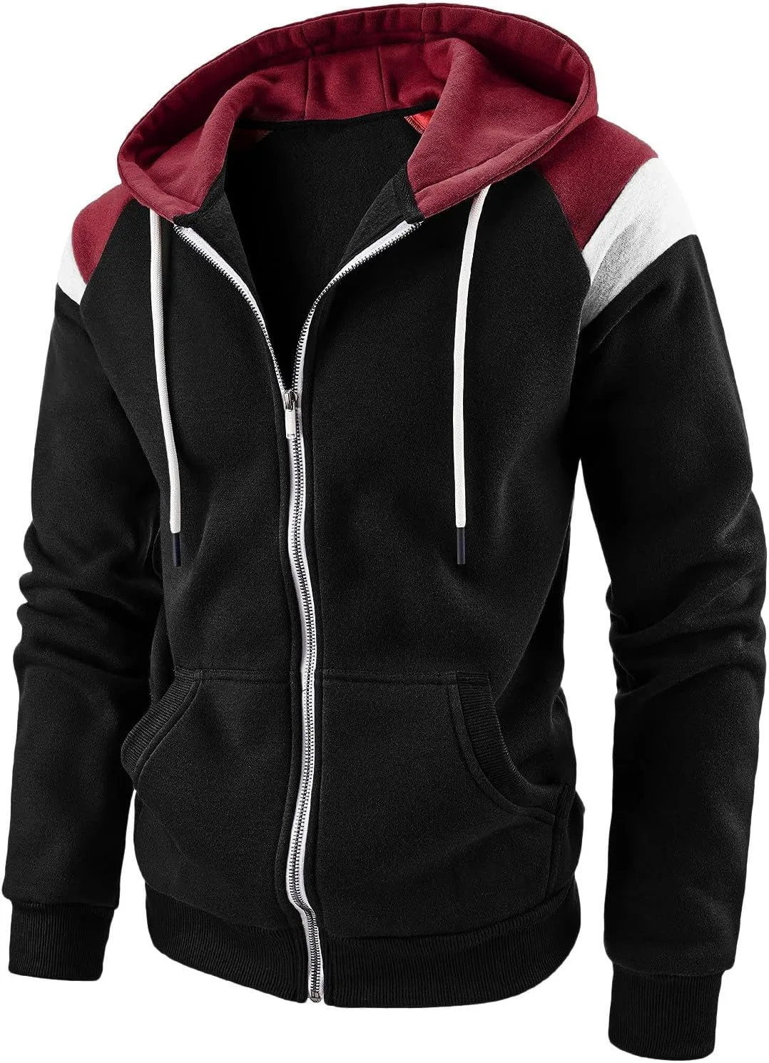 

Мужской худи с цветными блоками Vintage Raglan на флисе с полной молнией YSERB