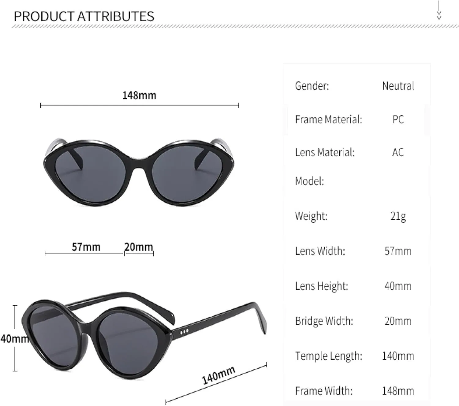 

Винтажные солнцезащитные очки «кошачий глаз» для женщин и мужчин, защита от УФ-излучения UV400, ретро-оправа, овальная форма, солнцезащитные очки WNCKSQ, C4