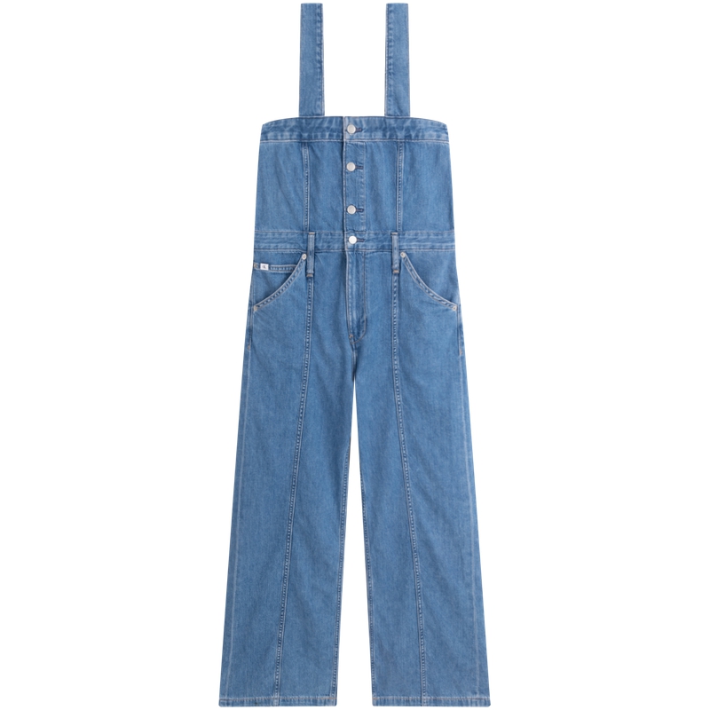 Кальвин Кляйн Комбинезон Женский Джинсовый Голубой, 1A4-Denim Light Blue — фото 2