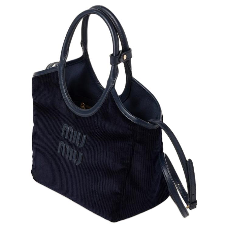 Сумка через плечо из ткани женская морская синяя MIU MIU — фото 2