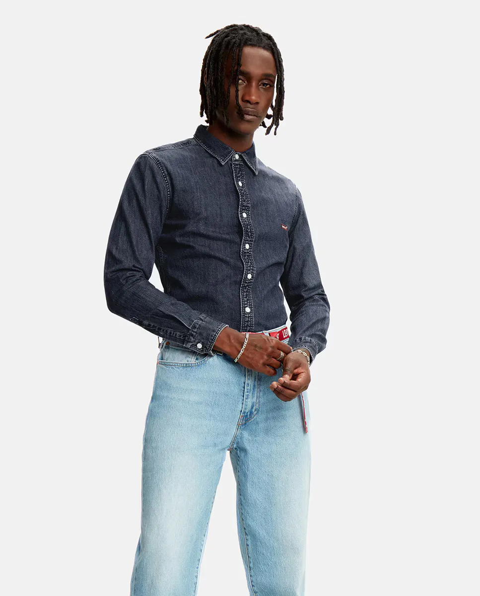 

Мужская джинсовая рубашка узкого кроя с длинными рукавами Levi's, темно-синий