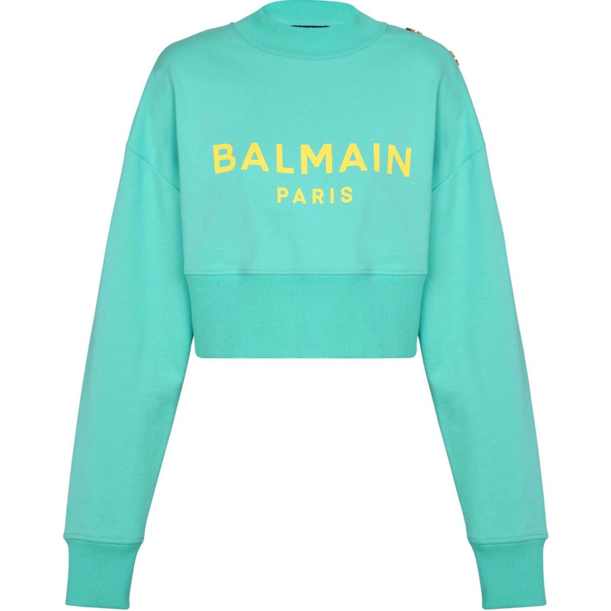 Футболка с принтом логотипа BALMAIN, синяя — фото 2