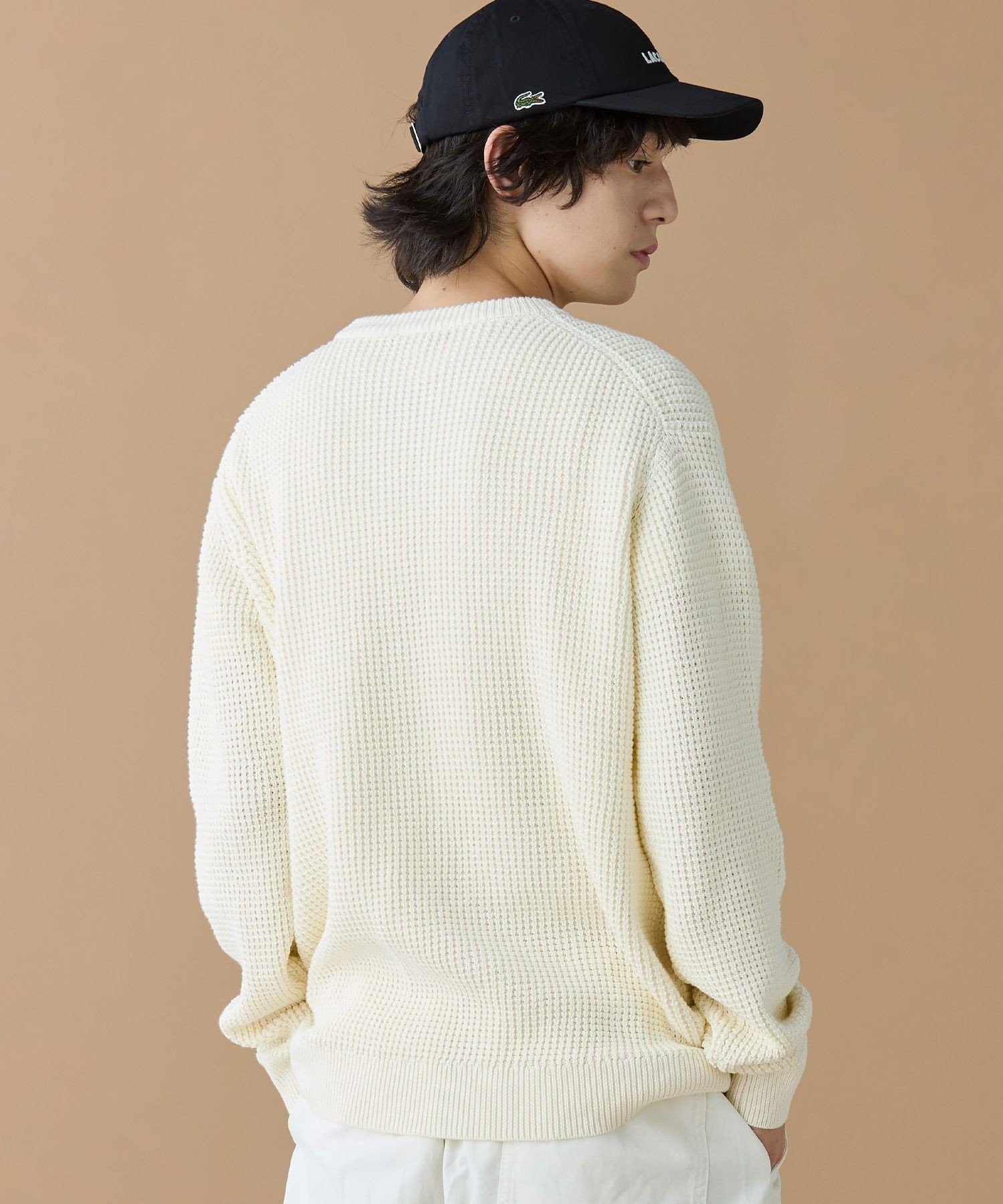 Вафельный вязаный свитер LACOSTE, Off white