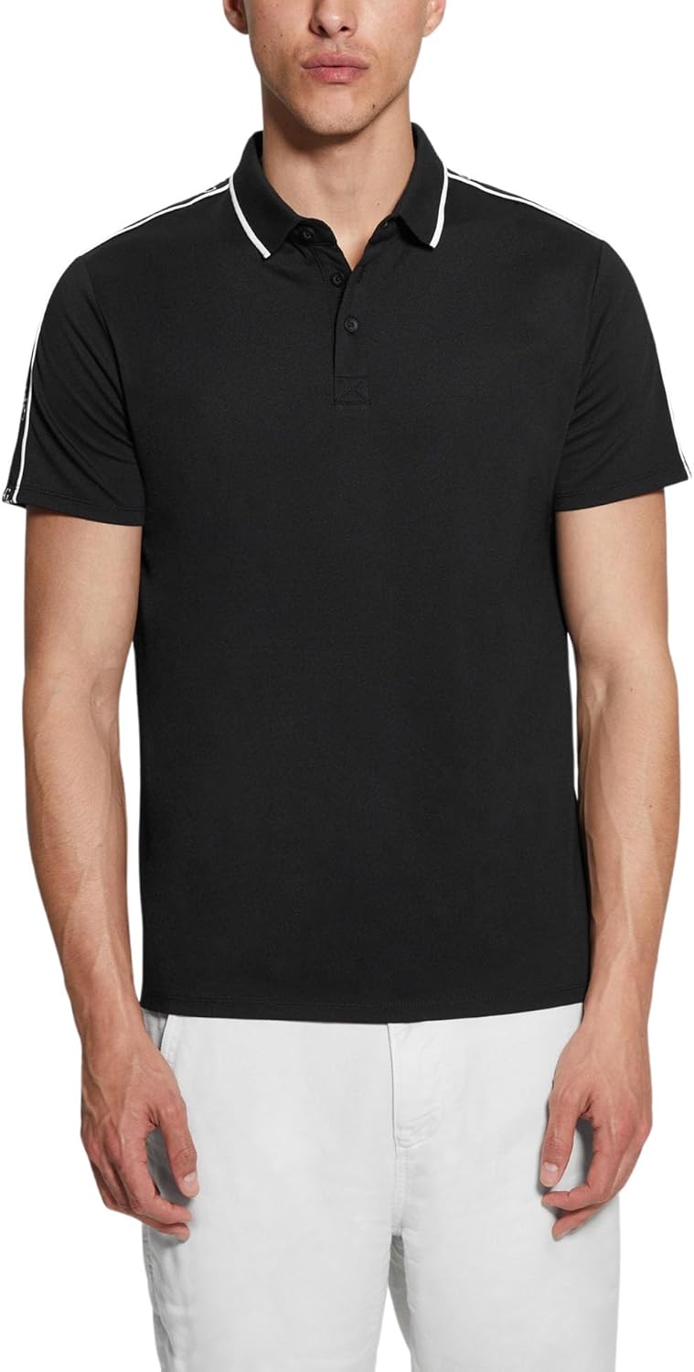 

Мужская короткая футболка Guess Quattro G Tape Polo, Jet Black, Черный, Мужская короткая футболка Guess Quattro G Tape Polo, Jet Black