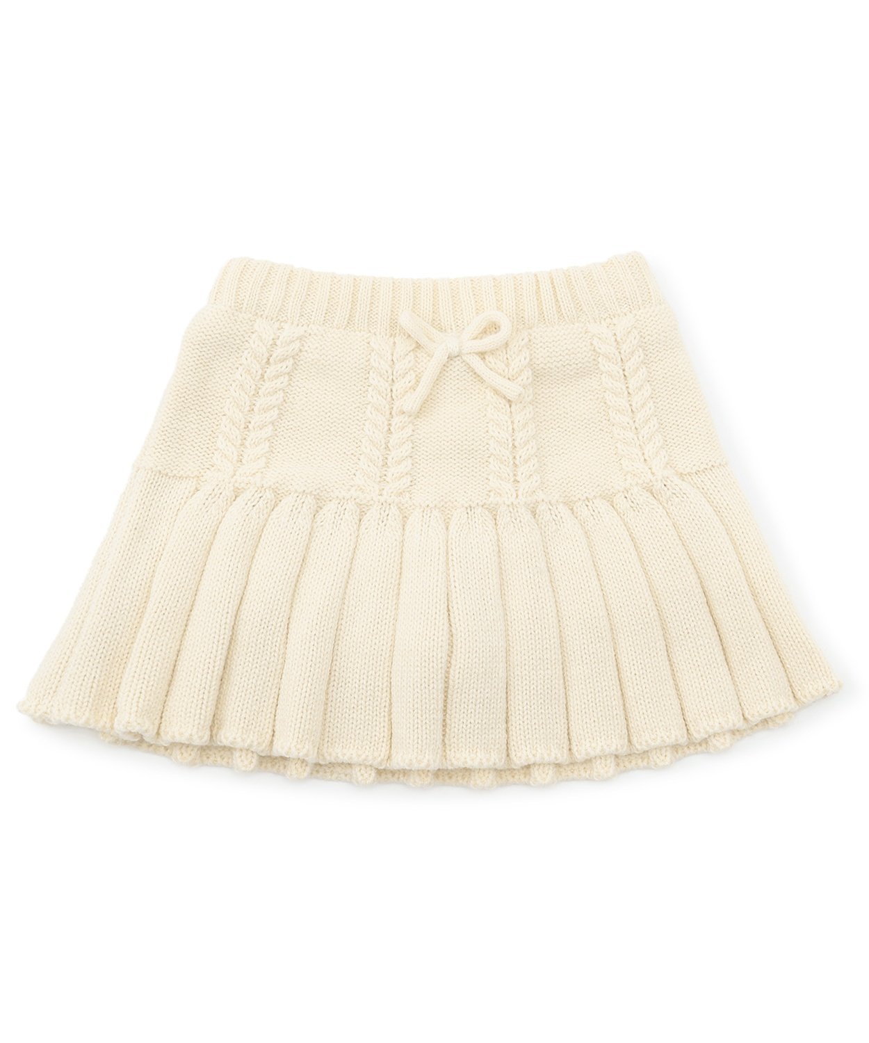 Вязаная плиссированная юбка Petit main, Ivory