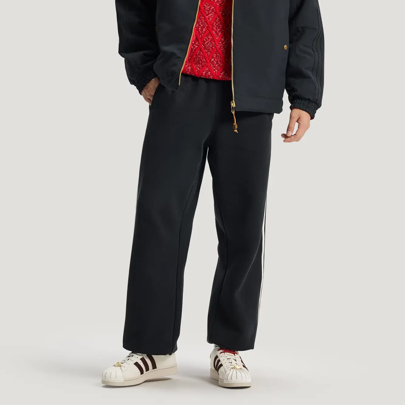 FW25 Толстовка и брюки Треники Вязаные Спортивные штаны Мужские Adidas Originals, черный — фото 4