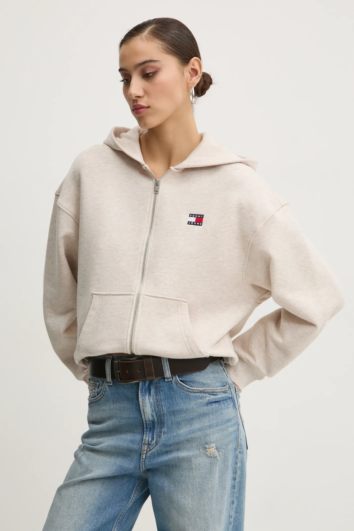 

Хлопковая толстовка Tommy Jeans, бежевый
