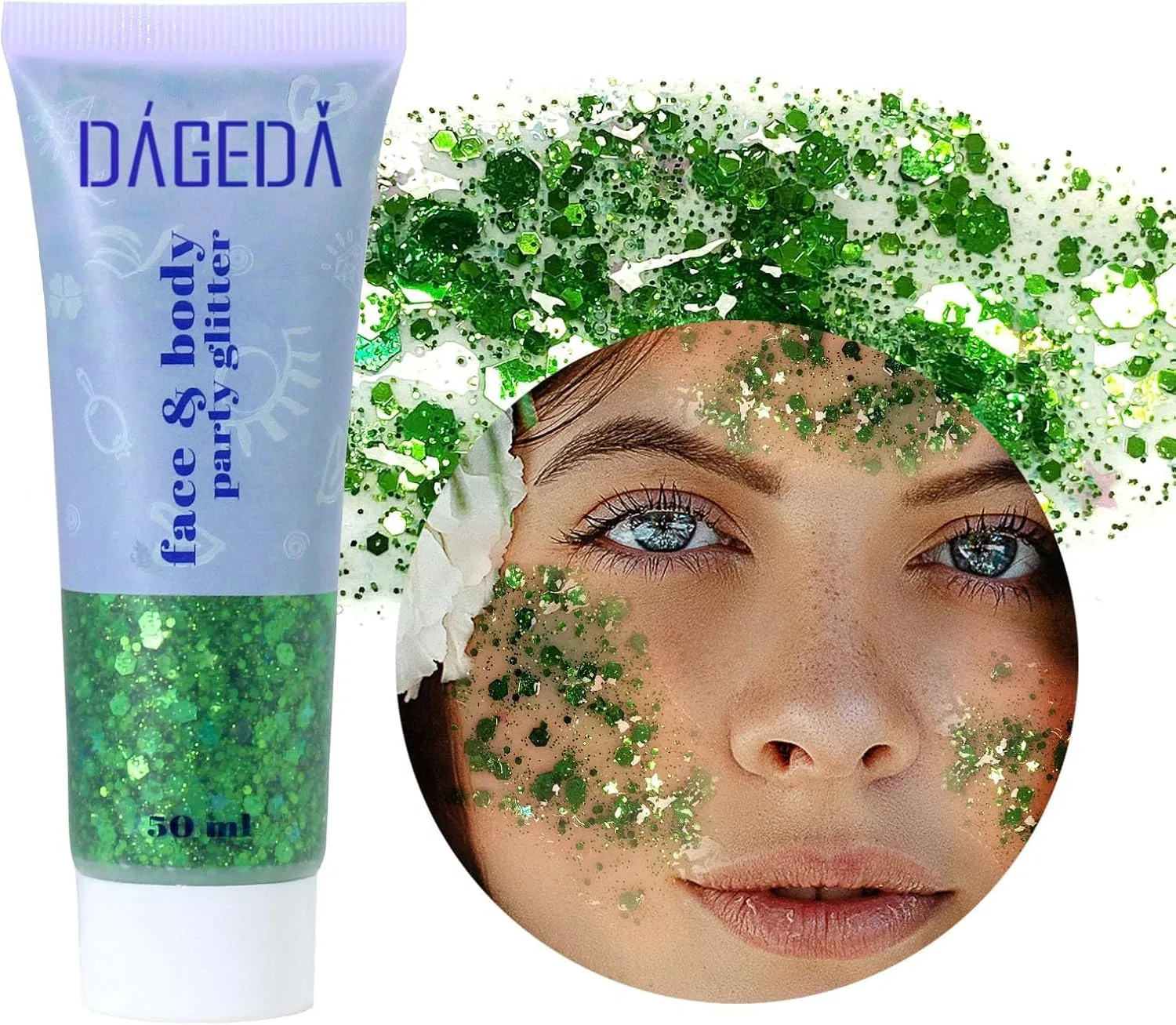 Боди-глиттер DAGEDA, зеленый, 50 мл