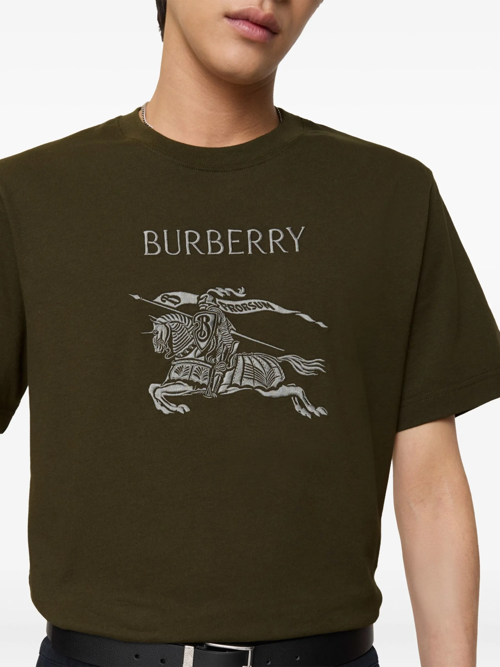 Футболка с вышитым логотипом Burberry, зеленый — фото 3