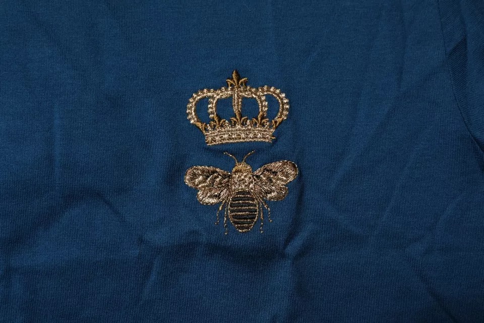 Футболка мужская с круглым вырезом Blue Crown Bee из хлопка Dolce & Gabbana — фото 3