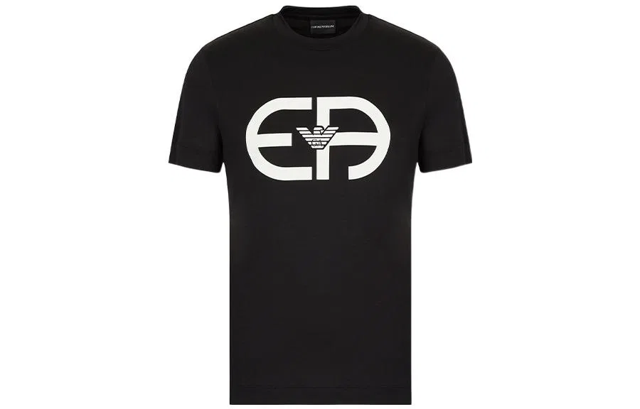 Футболка Pre Owned с принтом логотипа EMPORIO ARMANI, Black