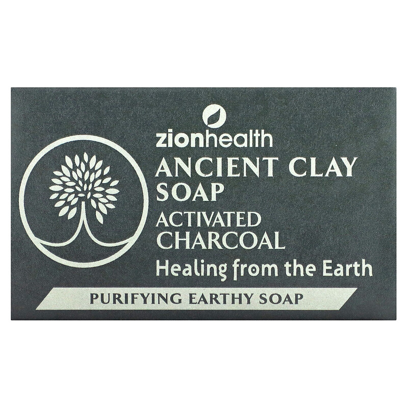 

Zion Health, Кусковое мыло с древней глиной, активированный уголь, 170 г (6 унций)