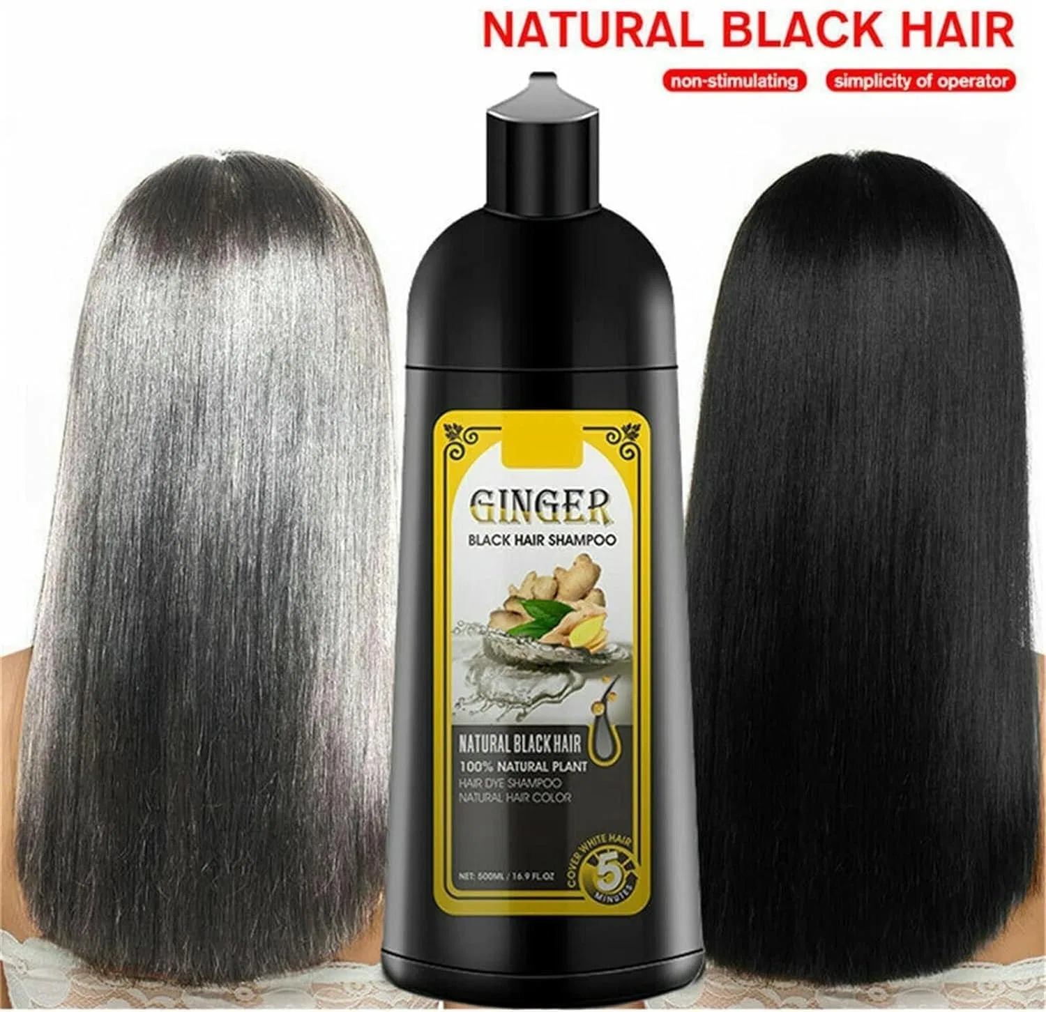 Шампунь-краска для волос Permanent Black Hair Shampoo, 420 мл Bamideo — фото 2
