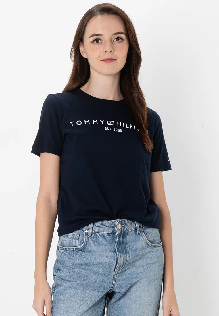 Футболка с логотипом и V-образным вырезом, Tommy Hilfiger, синий
