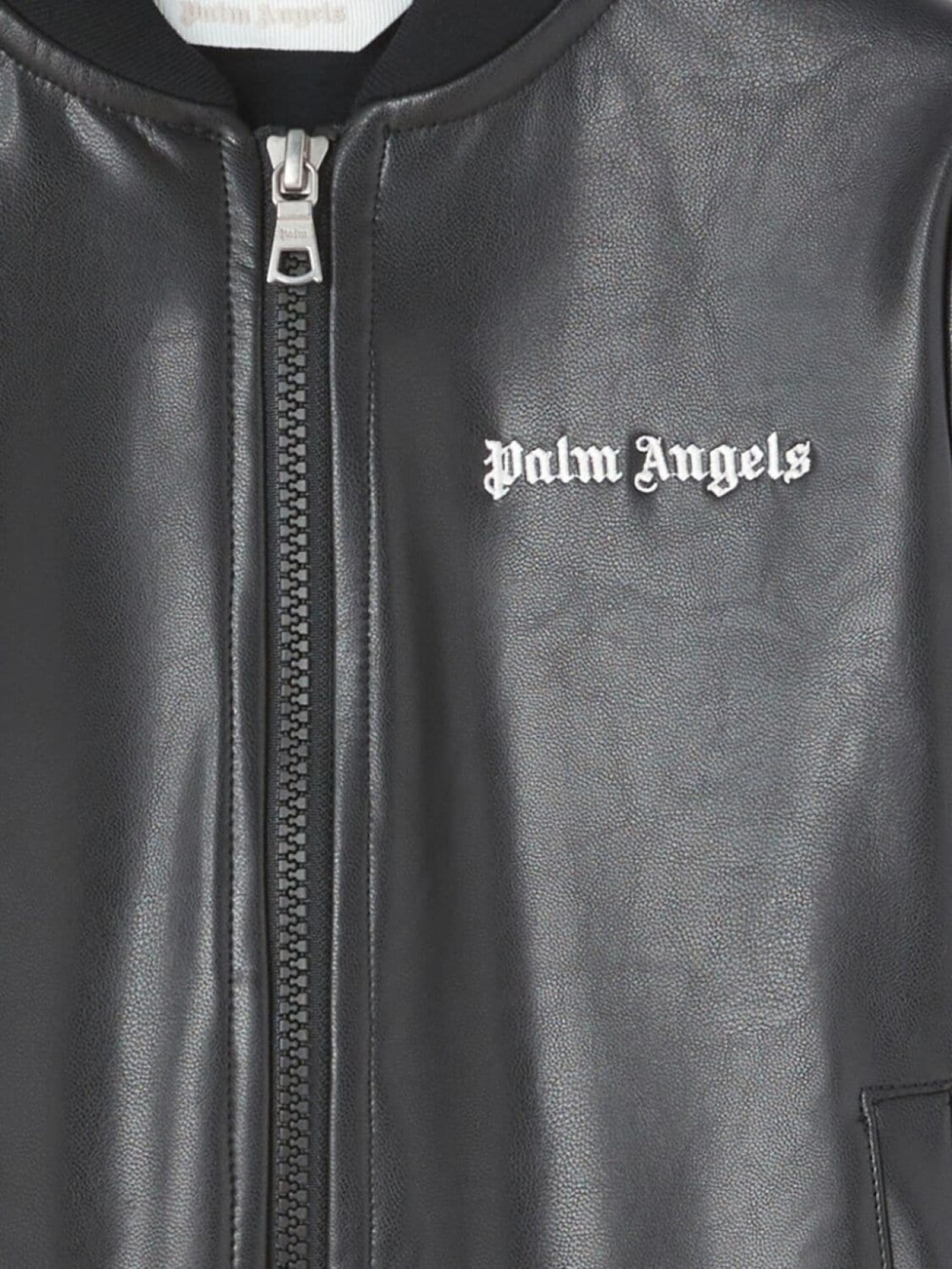Palm Angels Kids спортивная куртка из искусственной кожи, черный — фото 3
