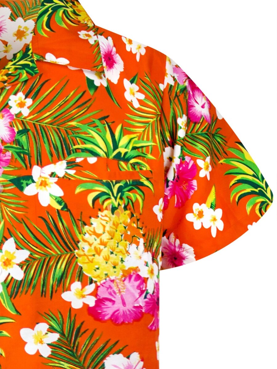 Рубашка на пуговицах классического кроя King Kameha Pineapple Flowers, оранжевый — фото 4
