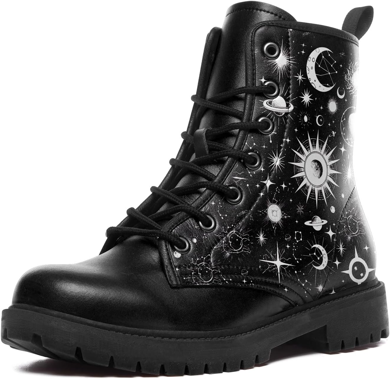 

Женские ботильоны Sun and Moon Fashion, мужские платформенные кожаные ботинки с шнуровкой, подарочные зимние и осенние платьевые ботинки Awsole, белый/черный