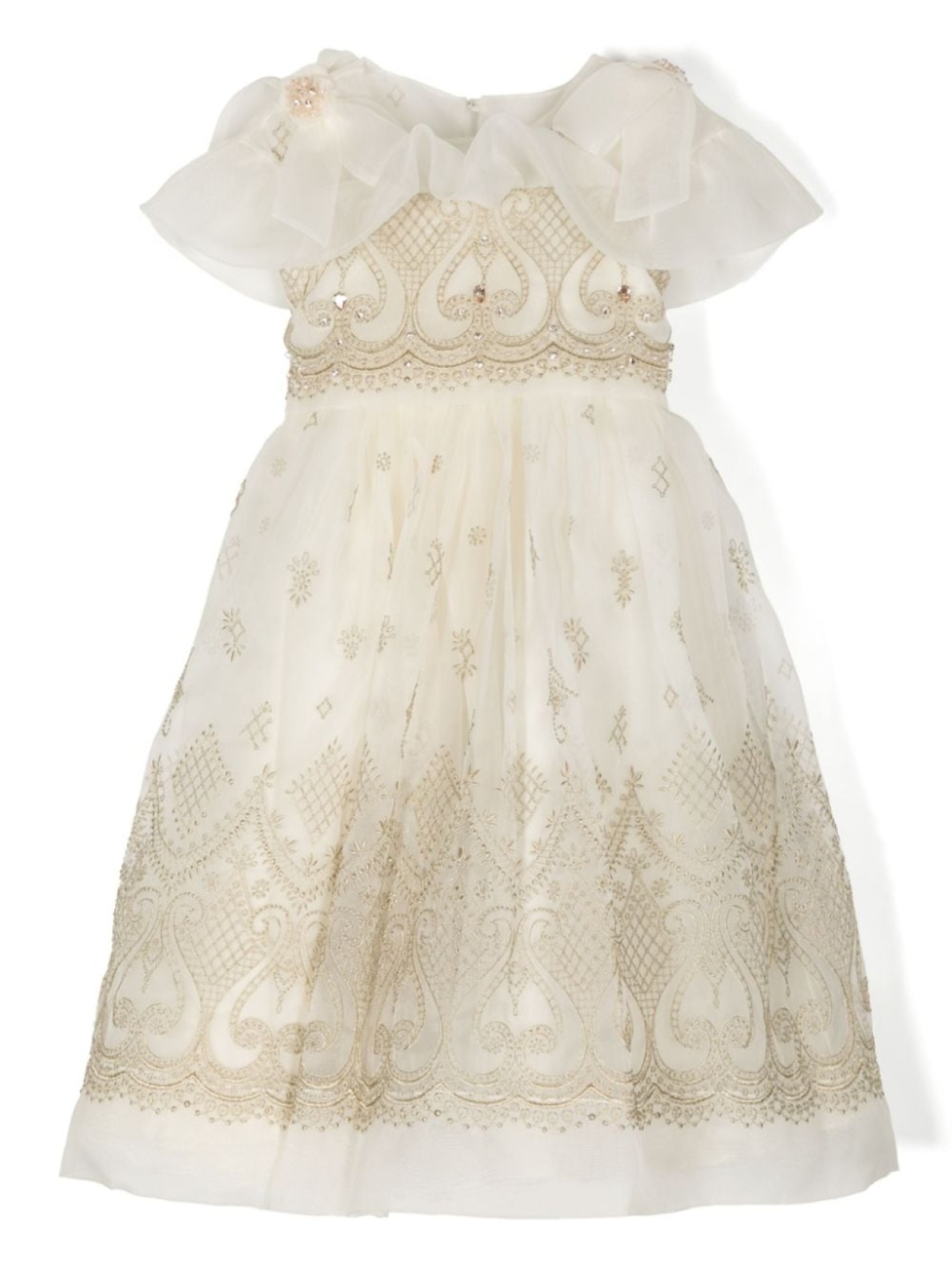 

Платье с вышивкой из органзы MARCHESA KIDS COUTURE, бежевый