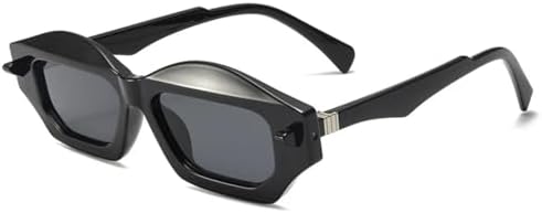 

Модные уникальные многоугольные двухцветные солнцезащитные очки для женщин, ретро-очки для мужчин, трендовые солнцезащитные очки с заклепками и градиентным эффектом MTZJH, Black Gray