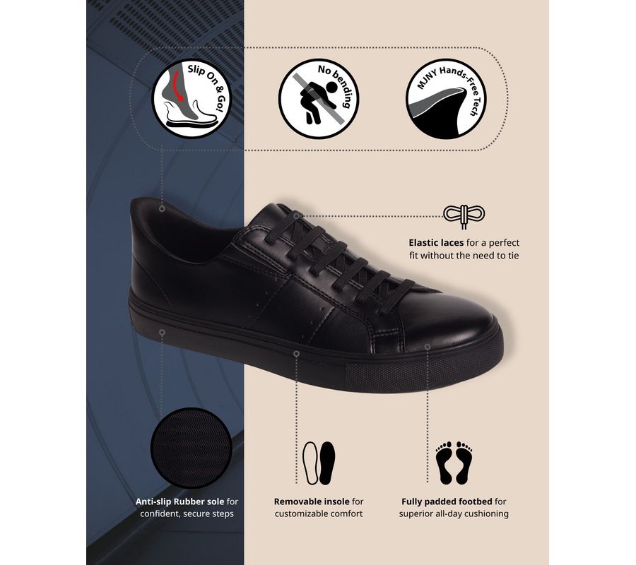 Мужские легкие кроссовки Harbor Rd Hands-Free Slip On Technology Marc Joseph New York, Black napa leather/black — фото 2
