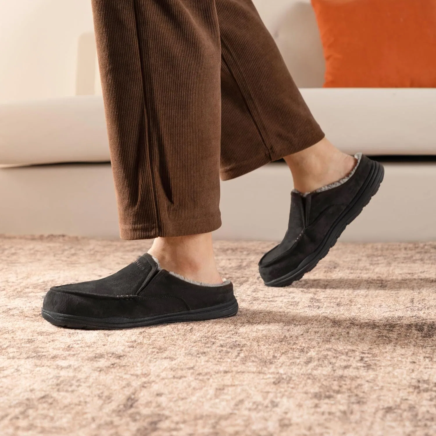 Тапочки мужские мокасины на мягкой подошве LazyStep, Black — фото 2
