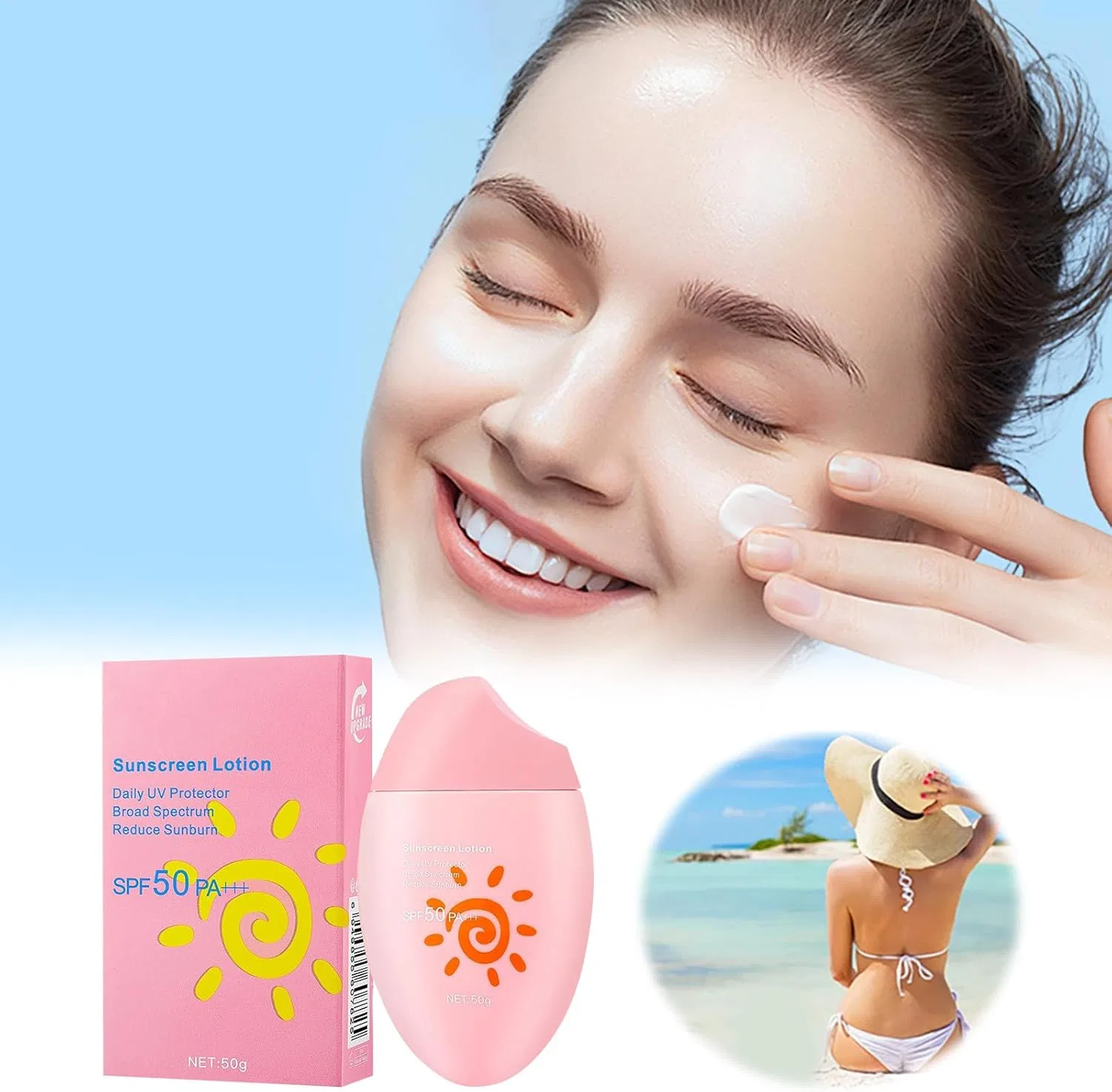Солнцезащитный лосьон для лица Ultra Sheer SPF 50+ Generic, 50 г, розовый