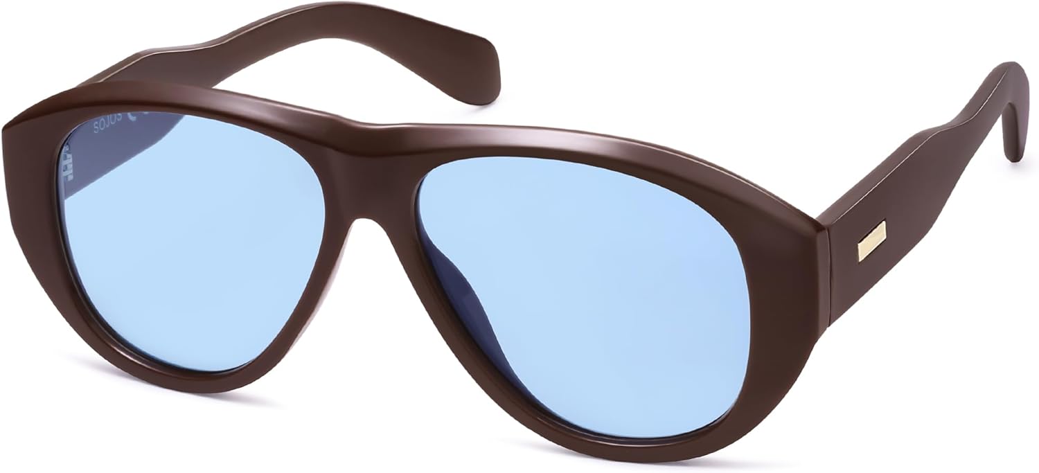 

Солнцезащитные очки-авиаторы SOJOS Retro Oversized Polarized для женщин и мужчин в винтажном стиле 70-х годов с защитой от УФ-излучения SJ2328, Antique Brown/Antique Blue