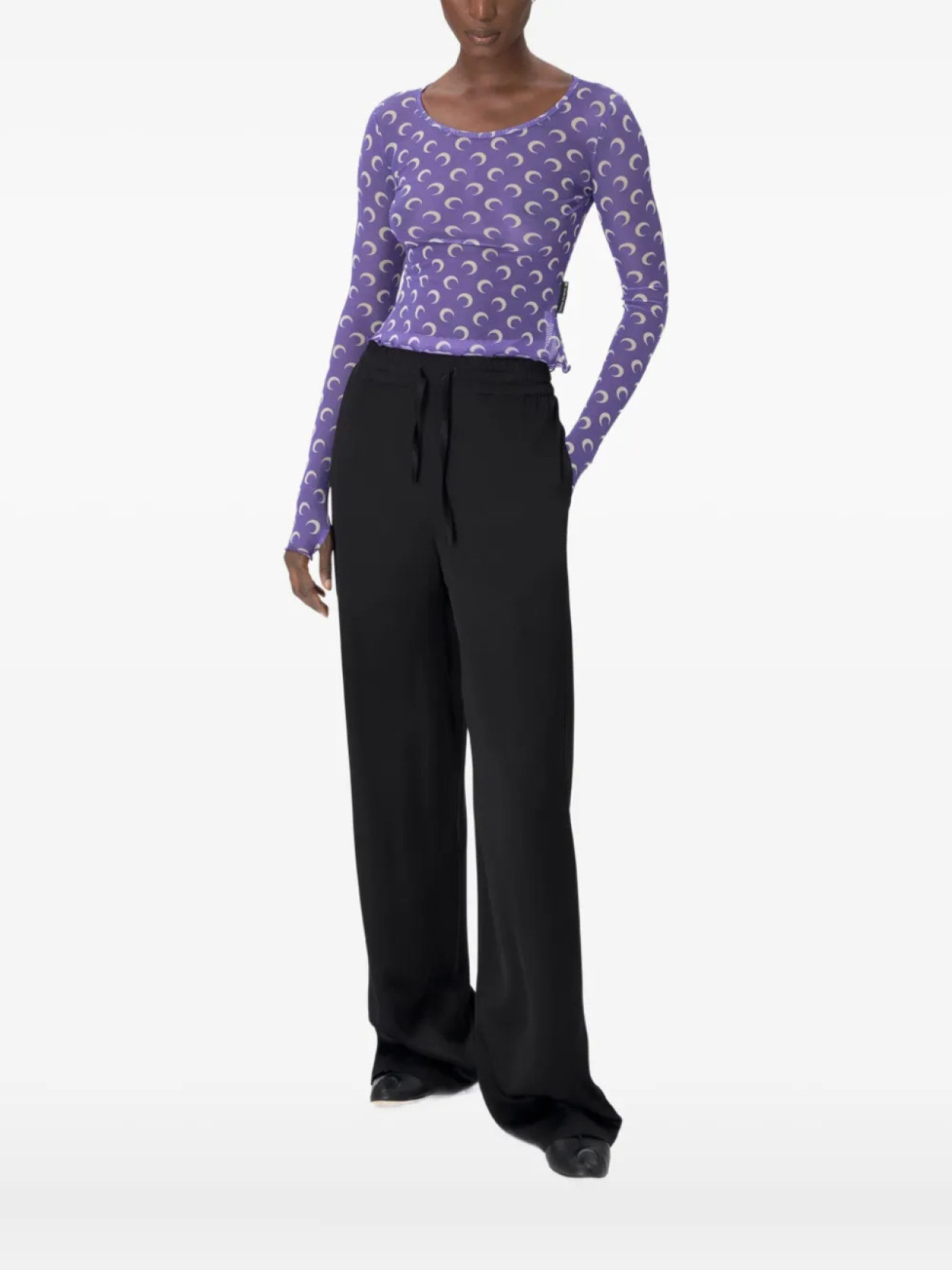 

Футболка Marine Serre Moon mesh second-skin top, фиолетовый