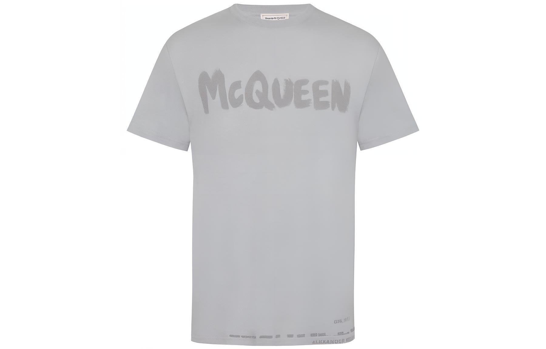 

Футболка из хлопка с принтом логотипа Alexander McQueen, серая